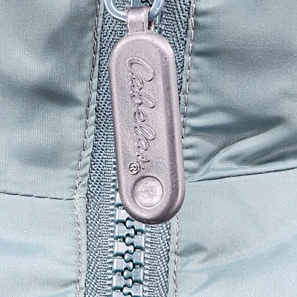 Cabelas XL Reg Reversible Premier Northern Goose Down Puffer Jacket Green & Beig - Picture 7 of 11